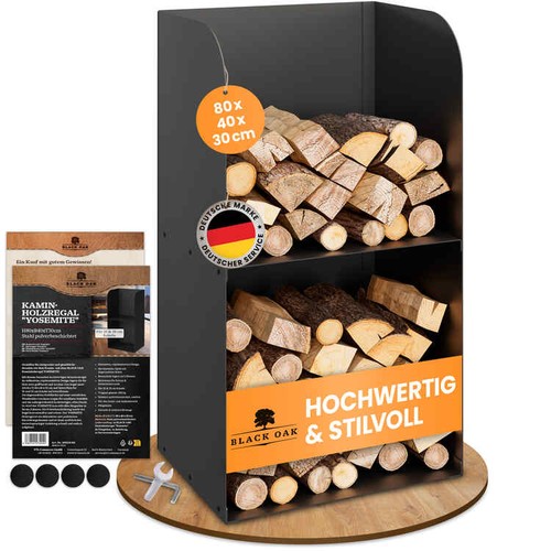 Black oak kaminholzregal - black,